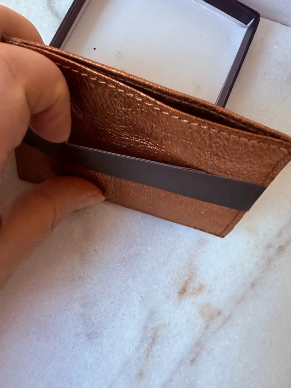 Genuine Leather Card Holder - gold Brown